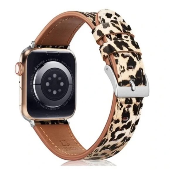 NEW Leather Leopard Band Compatible with Apple Watch